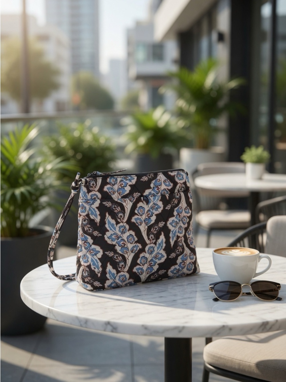 Vera Bradley NWT Original Hipster Light Blue Floral Quilted Crossbody Bag